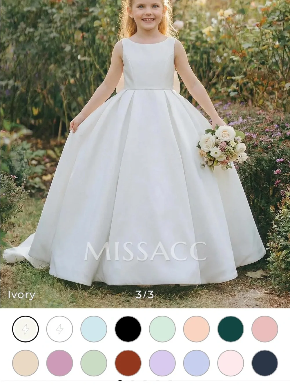 MissAcc Ivory Bow-Back Formal Dress for Girls